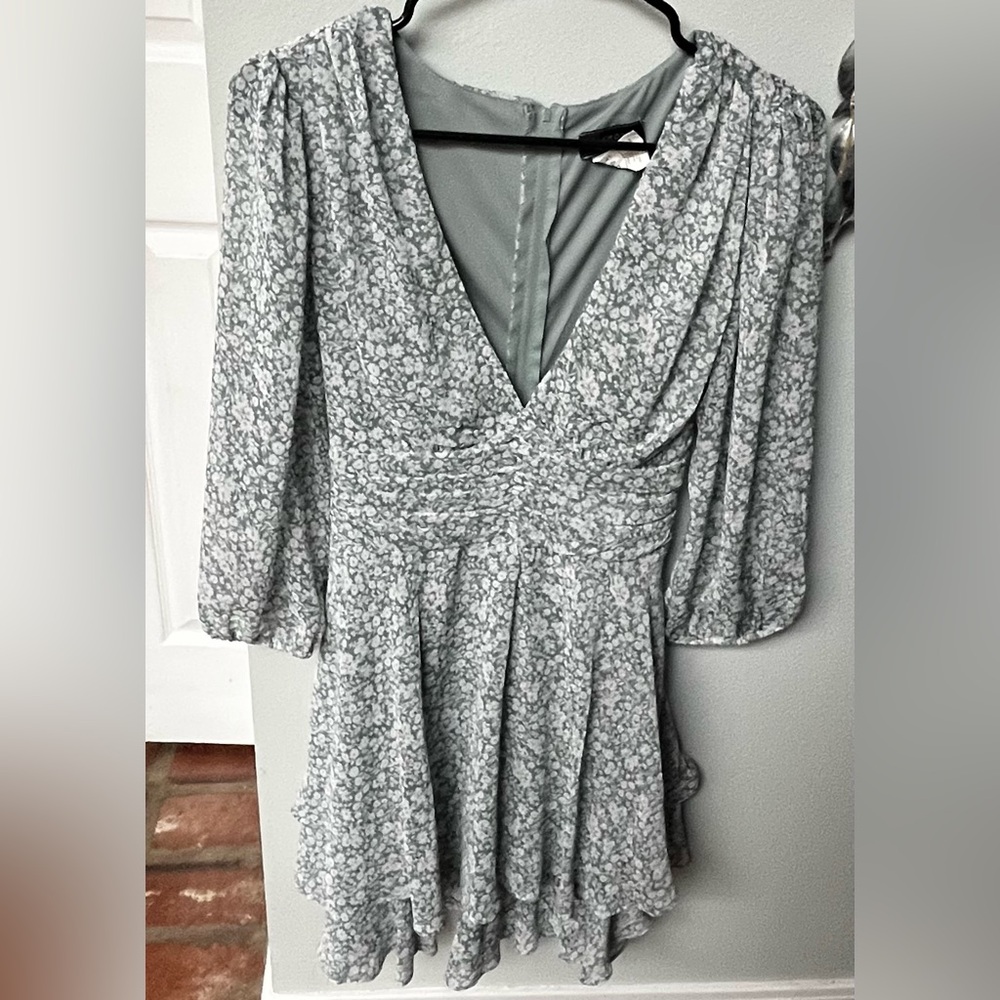 Sage green Floral Print Women's Dress
